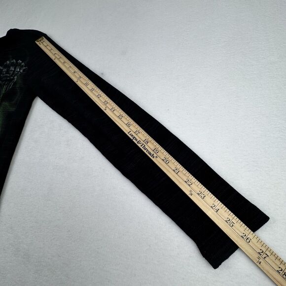 Cyber Skull Men Black Thermal Waffle Knit Shirt L Y2K Grunge Biker Jesse Pinkman - Picture 12 of 13